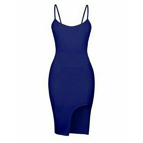 Blue Sexy Sleeveless Side Slit Body - Thumbnail 2