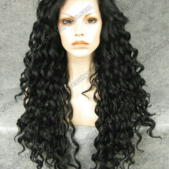 Beautiful Black Curly Lace Front Wig 26-28 inches - Thumbnail 3
