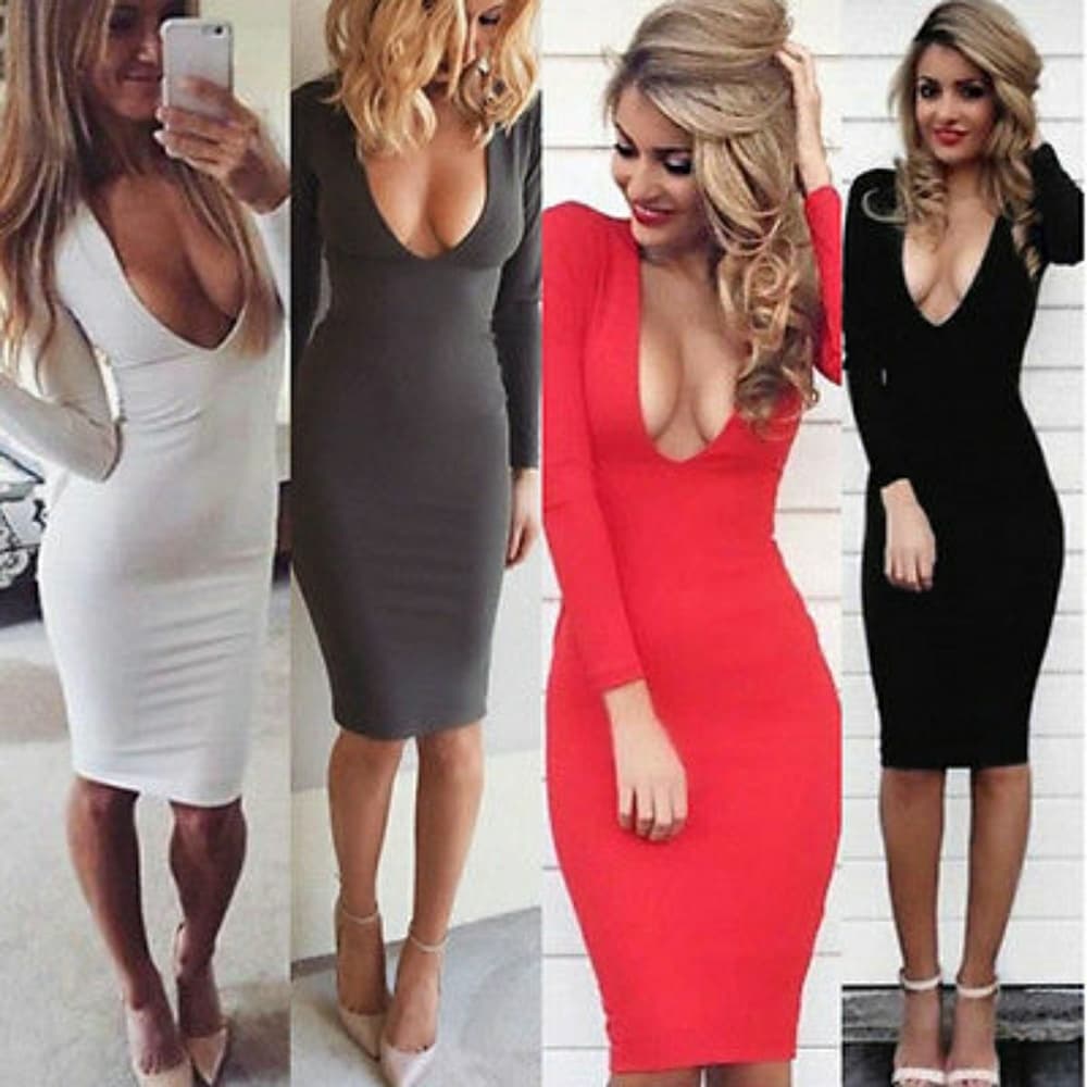 Beautiful V-neck Dress - Thumbnail 5