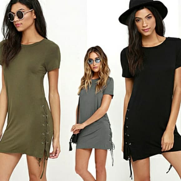 Casual Side Lace up Dress - Thumbnail 5