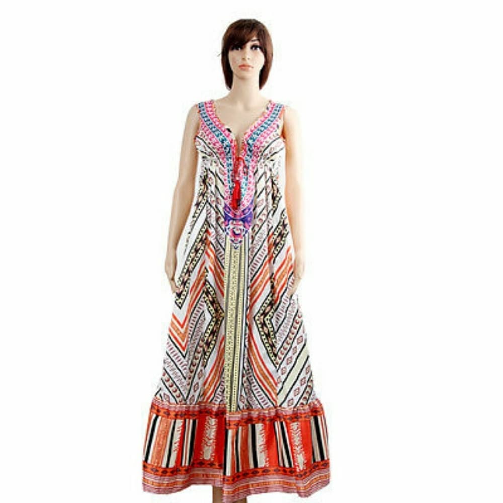 Boho Floral Long Dress - Thumbnail 4