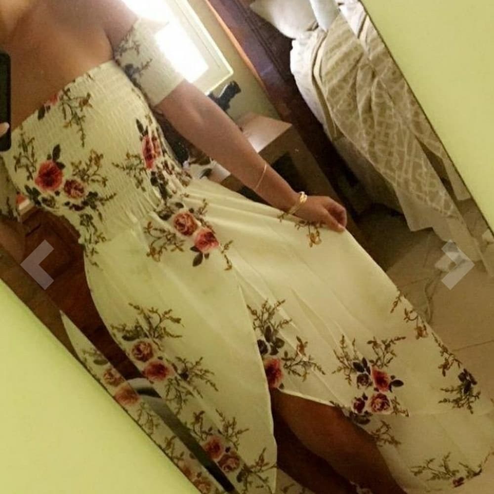 Boho Style Off Shoulder Beach Summer Long Dress - Thumbnail 4