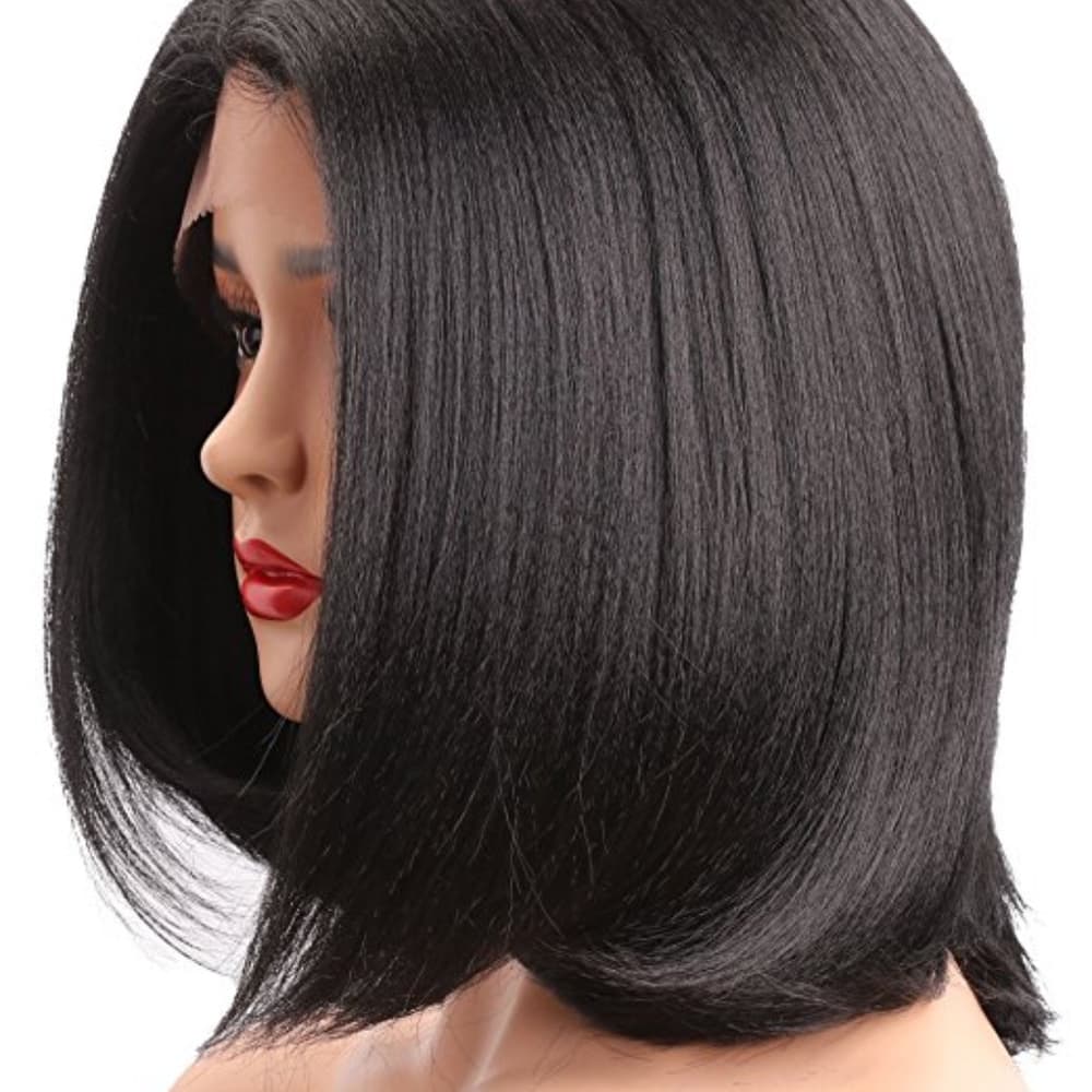 Cute Light Yaki Bob Lacefront Wig #1b!! - Thumbnail 3