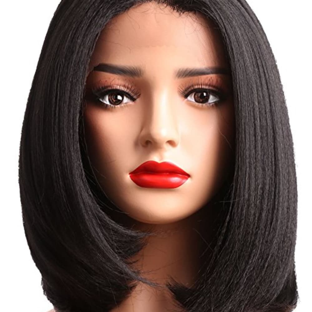 Cute Light Yaki Bob Lacefront Wig #1b!! - Thumbnail 5