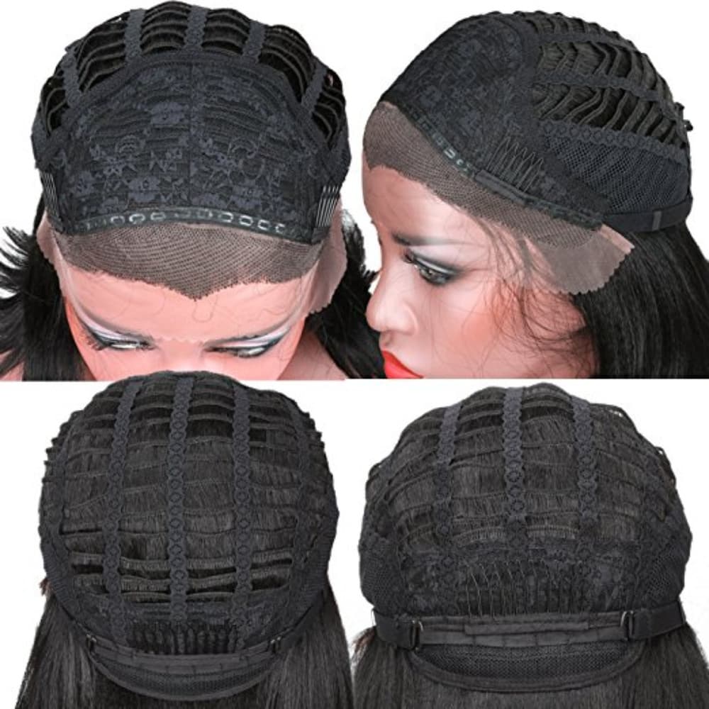 Cute Light Yaki Bob Lacefront Wig #1b!! - Thumbnail 6