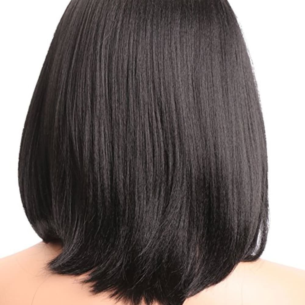 Cute Light Yaki Bob Lacefront Wig #1b!! - Thumbnail 4