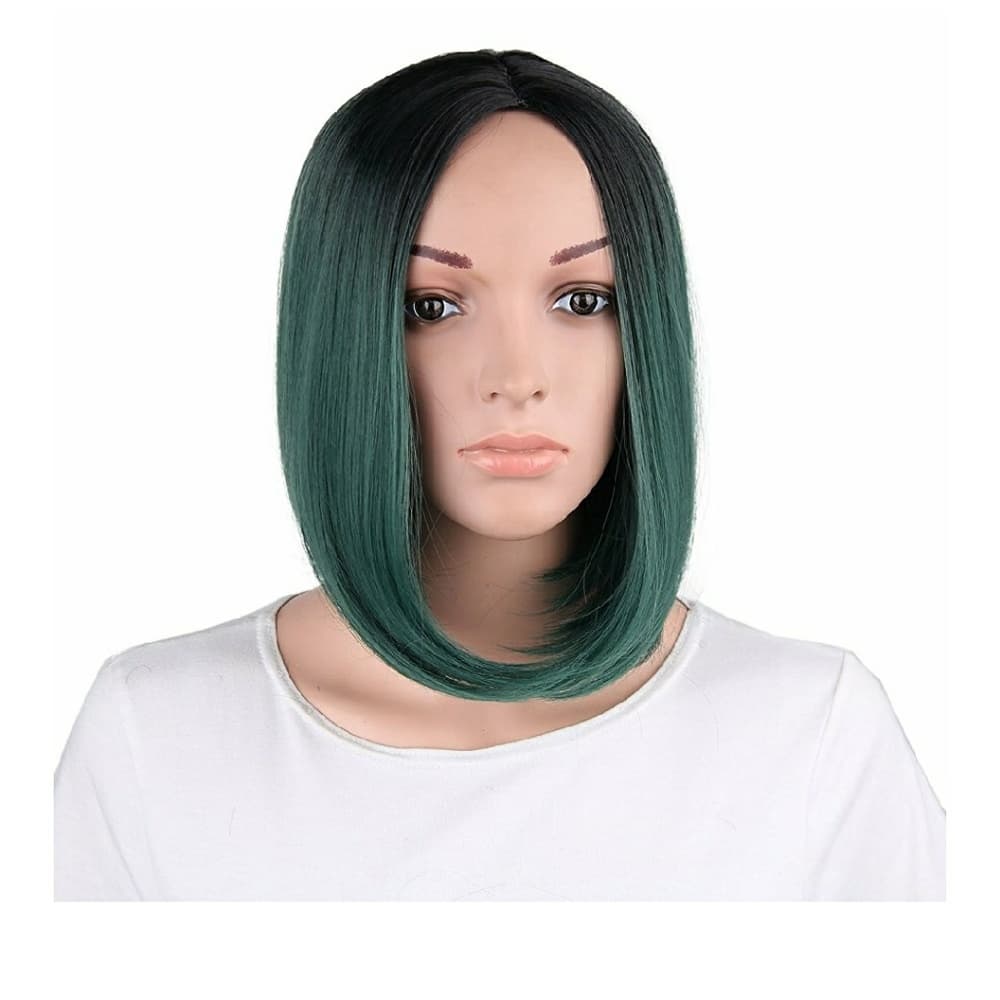 Ombre Black Green Wig - Thumbnail 4