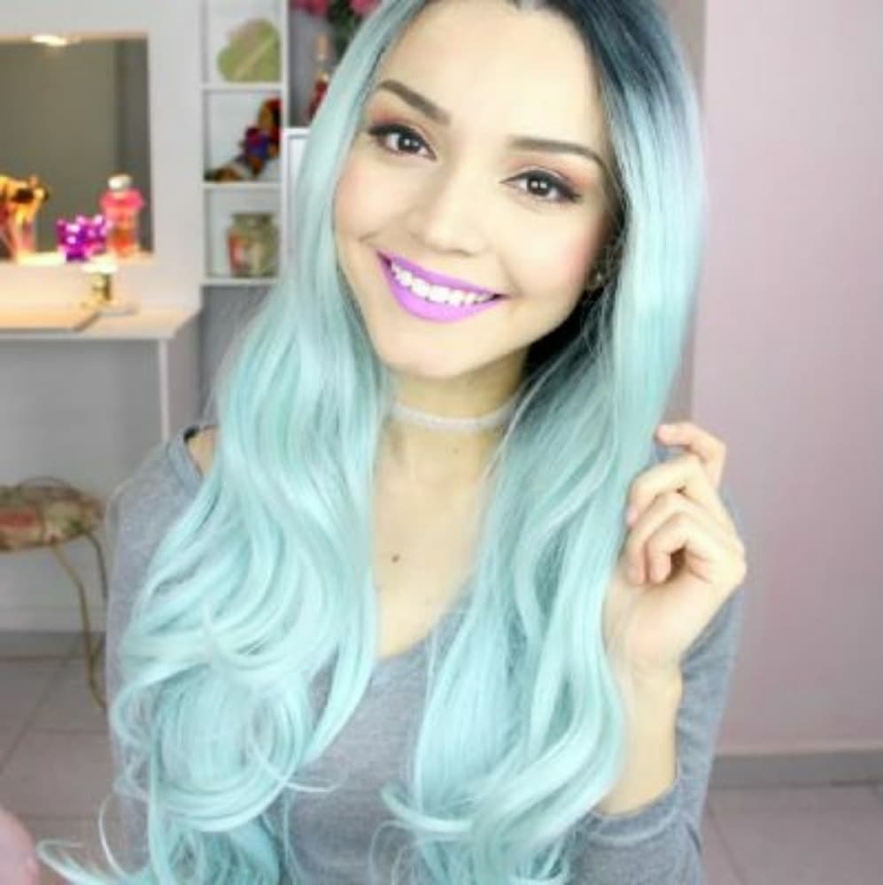 Ombre Light Green Beauty Lacefront Wig 22-24 inche - Thumbnail 6