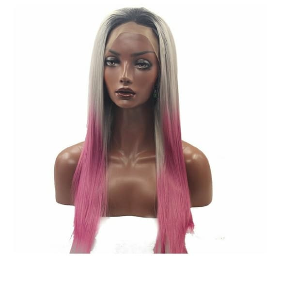 Blonde Pink Ombre Lacefront Wig 20-24 inches - Thumbnail 5