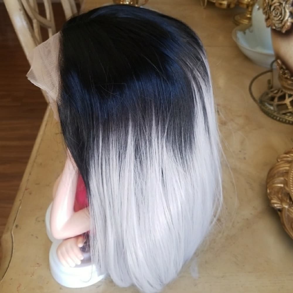 Ombre Black Gray Beauty Lacefront Wig - Thumbnail 5