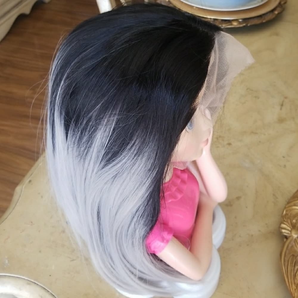 Ombre Black Gray Beauty Lacefront Wig - Thumbnail 2
