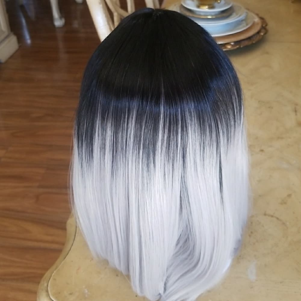 Ombre Black Gray Beauty Lacefront Wig - Thumbnail 6