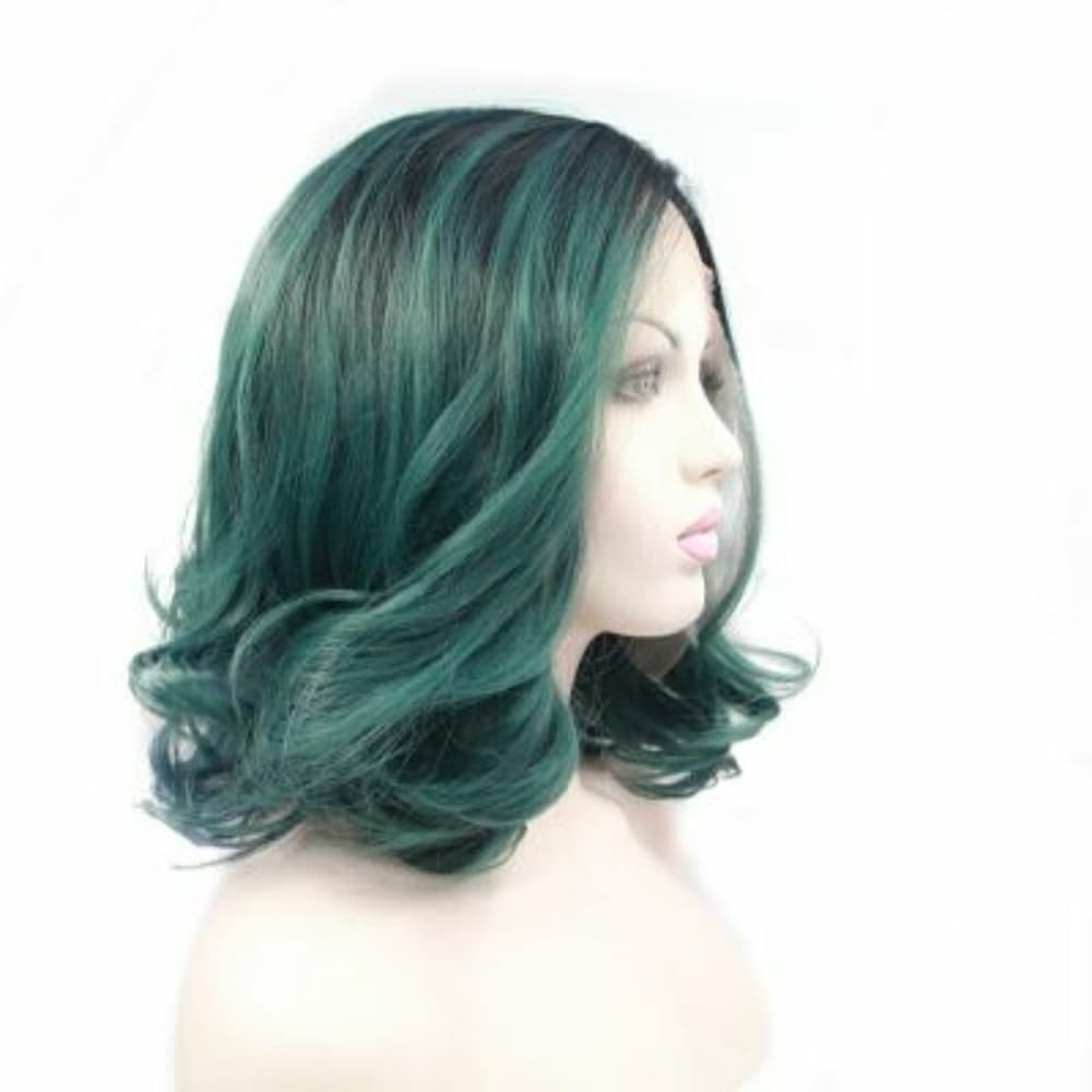 Ombre Black Green LaceFront Wig - Thumbnail 3