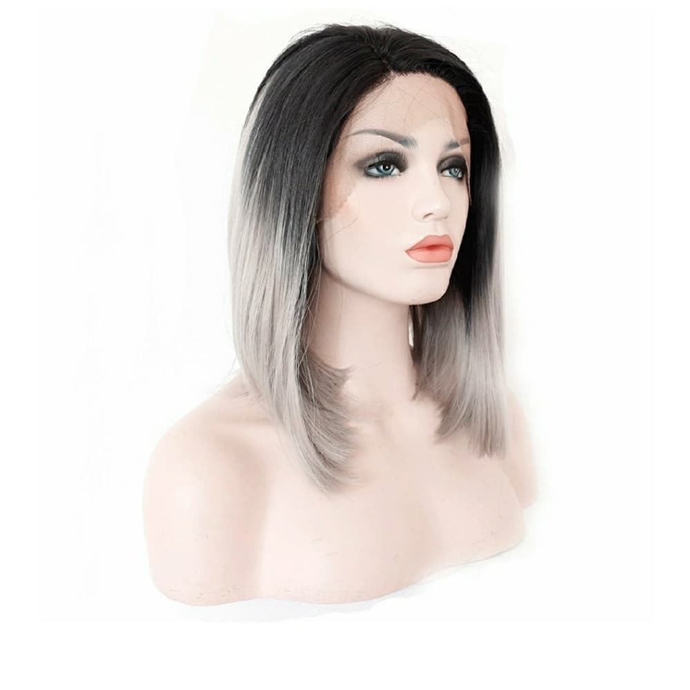 Ombre Black Gray Beauty LaceFront Wig - Thumbnail 2