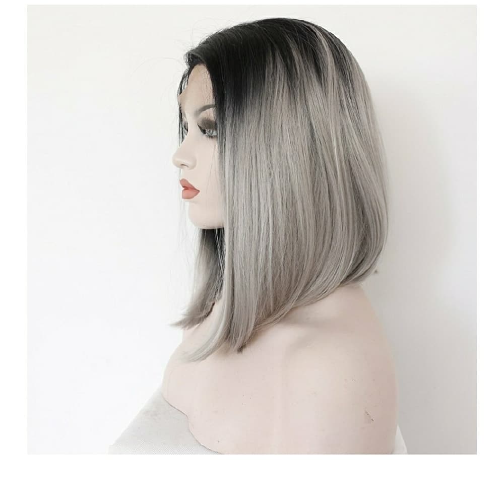 Ombre Black Gray Beauty LaceFront Wig - Thumbnail 3