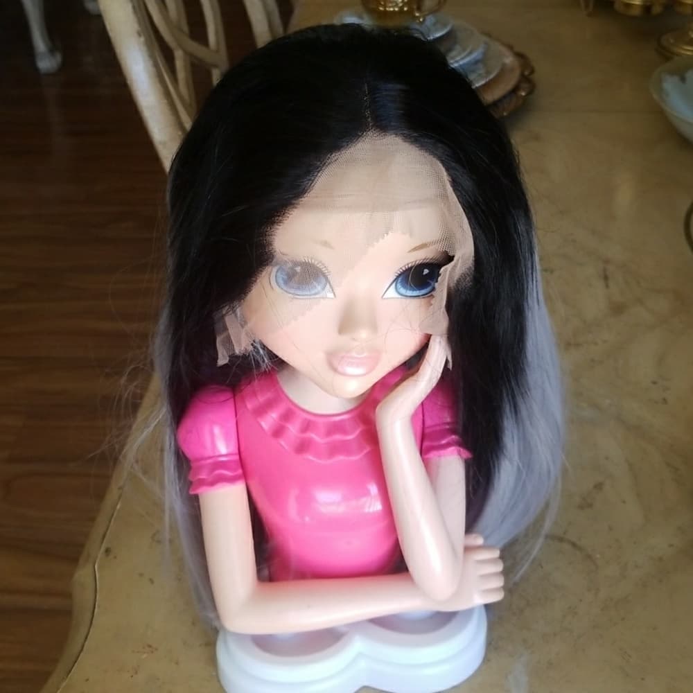 Ombre Black Gray Beauty Lacefront Wig - Thumbnail 4