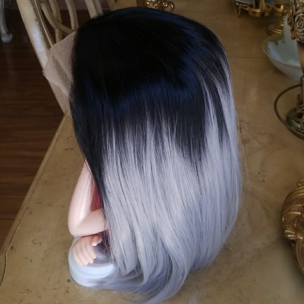 Ombre Black Gray Beauty Lacefront Wig - Thumbnail 8
