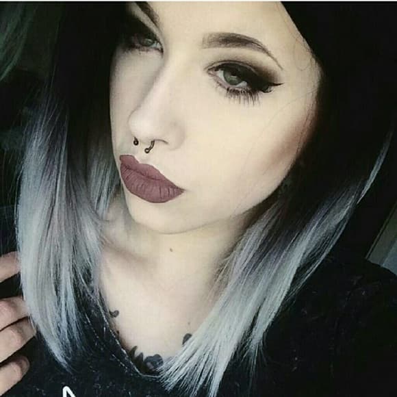 Ombre Black Gray Beauty LaceFront Wig - Thumbnail 6