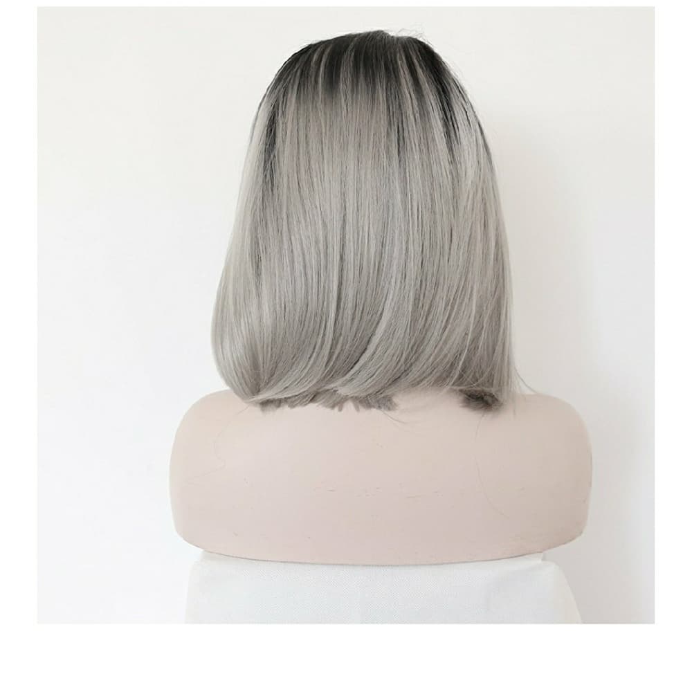 Ombre Black Gray Beauty LaceFront Wig - Thumbnail 4