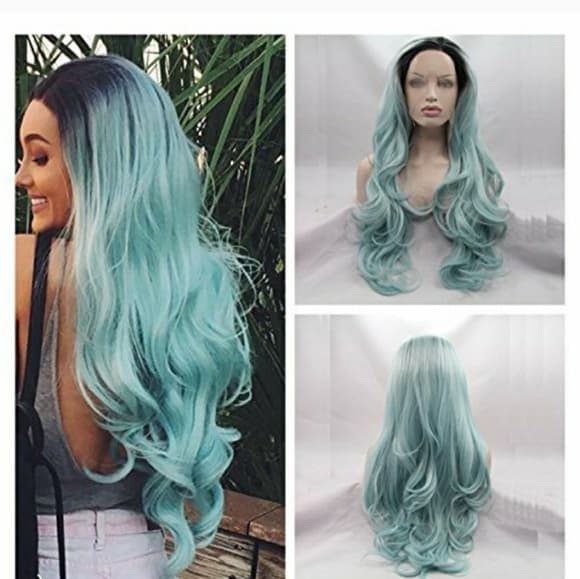 Ombre Greenish LaceFront Wig - Thumbnail 4
