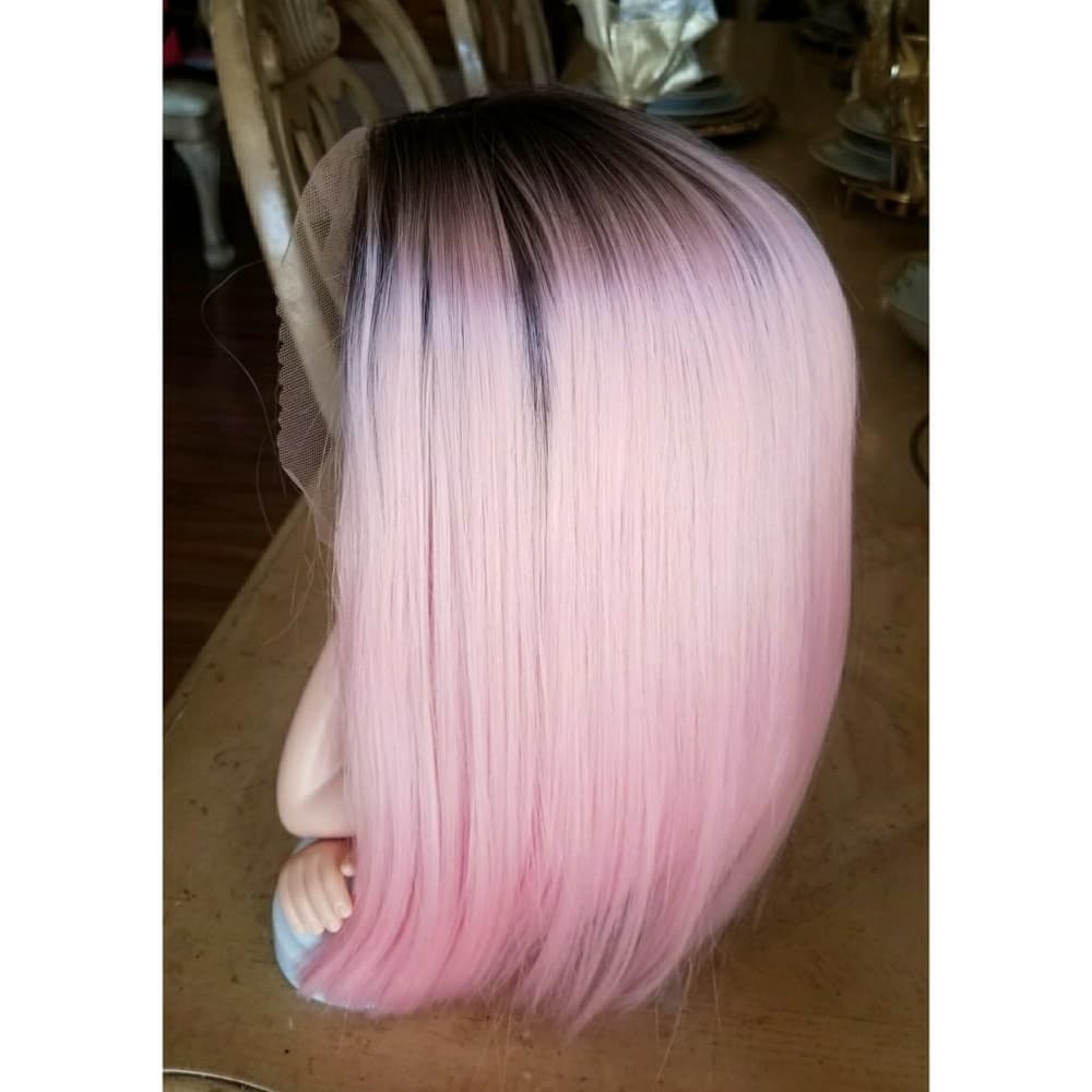 Pink Ombre Human Blend Wig - Thumbnail 5