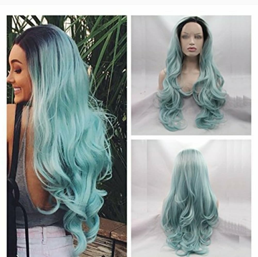 Ombre Greenish LaceFront Wig - Thumbnail 3