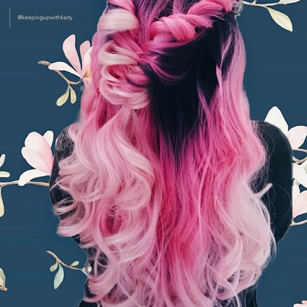 Ombre Pink Beauty Human Hair Blend Lacefront Wig - Thumbnail 4