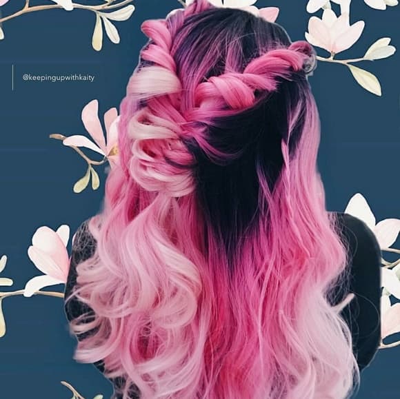 Ombre Pink Beauty Human Hair Blend Lacefront Wig - Thumbnail 7
