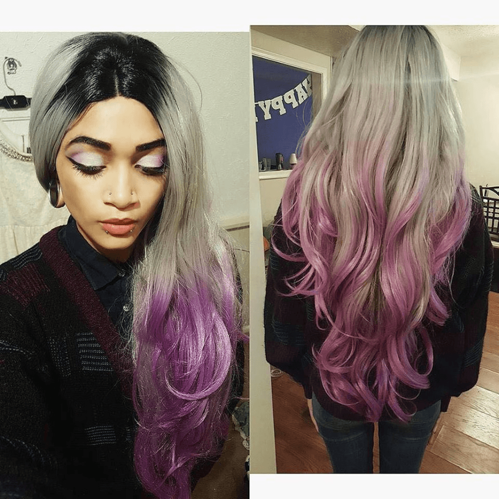 Ombre Gray Purple Beauty Wig 22-26 inches!! - Thumbnail 5