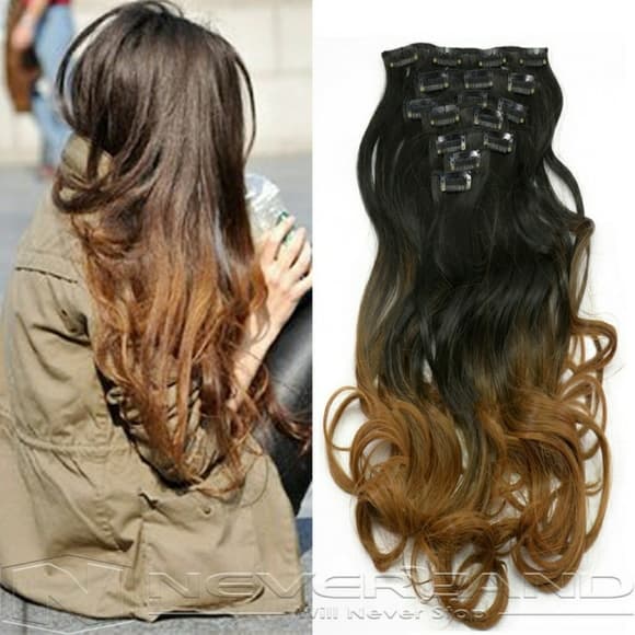 Black Brown Full Head Clip in Extension - Thumbnail 2