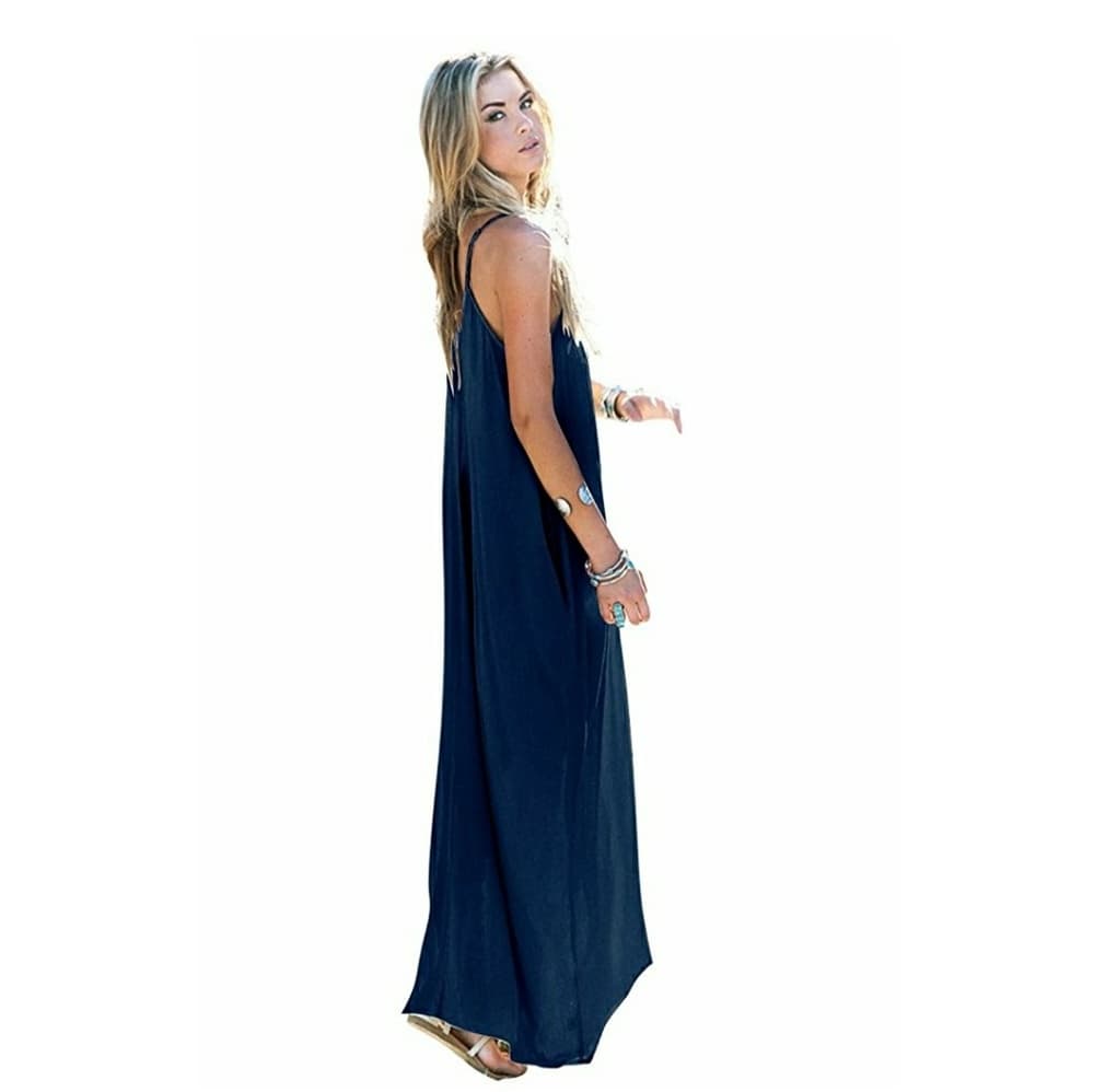 Navy Blue Boho Strappy Dress - Thumbnail 3