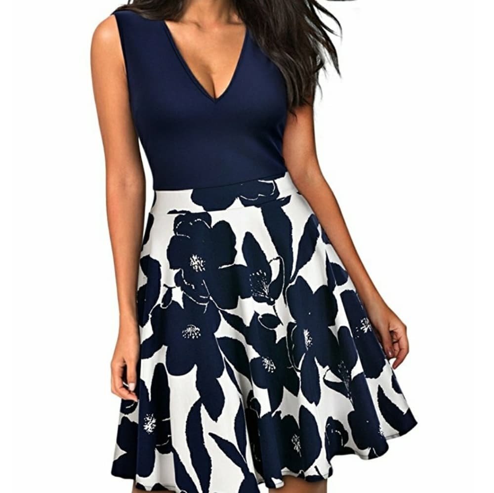Floral Casual Flare Dress - Thumbnail 4