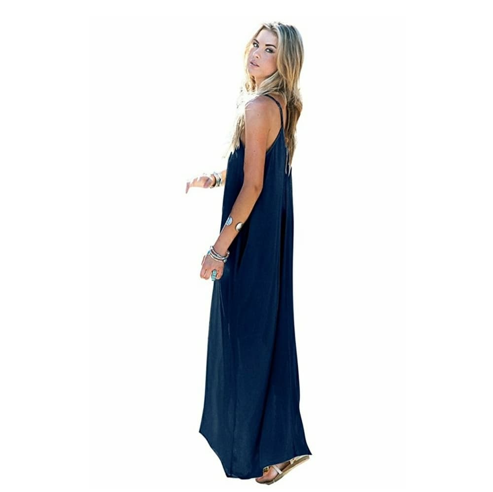 Navy Blue Boho Strappy Dress - Thumbnail 4