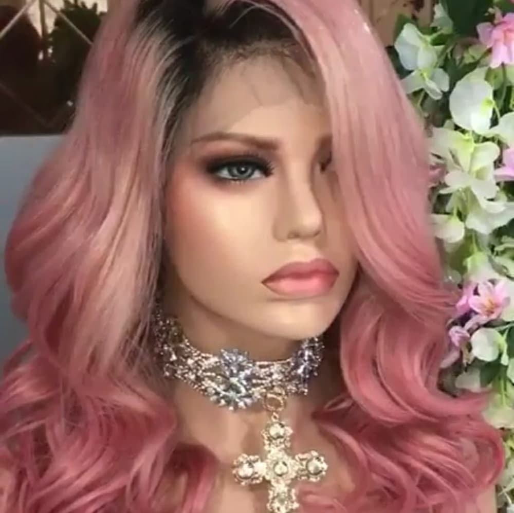Pink Beauty Virgin Human Hair Full Lace Wig!! - Thumbnail 4