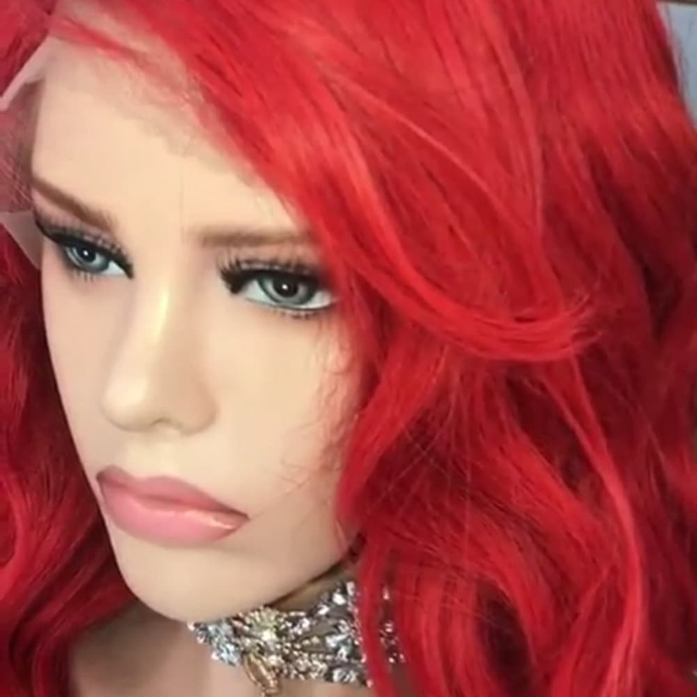 Red Beauty Virgin Human Hair Full Lace Wig - Thumbnail 3