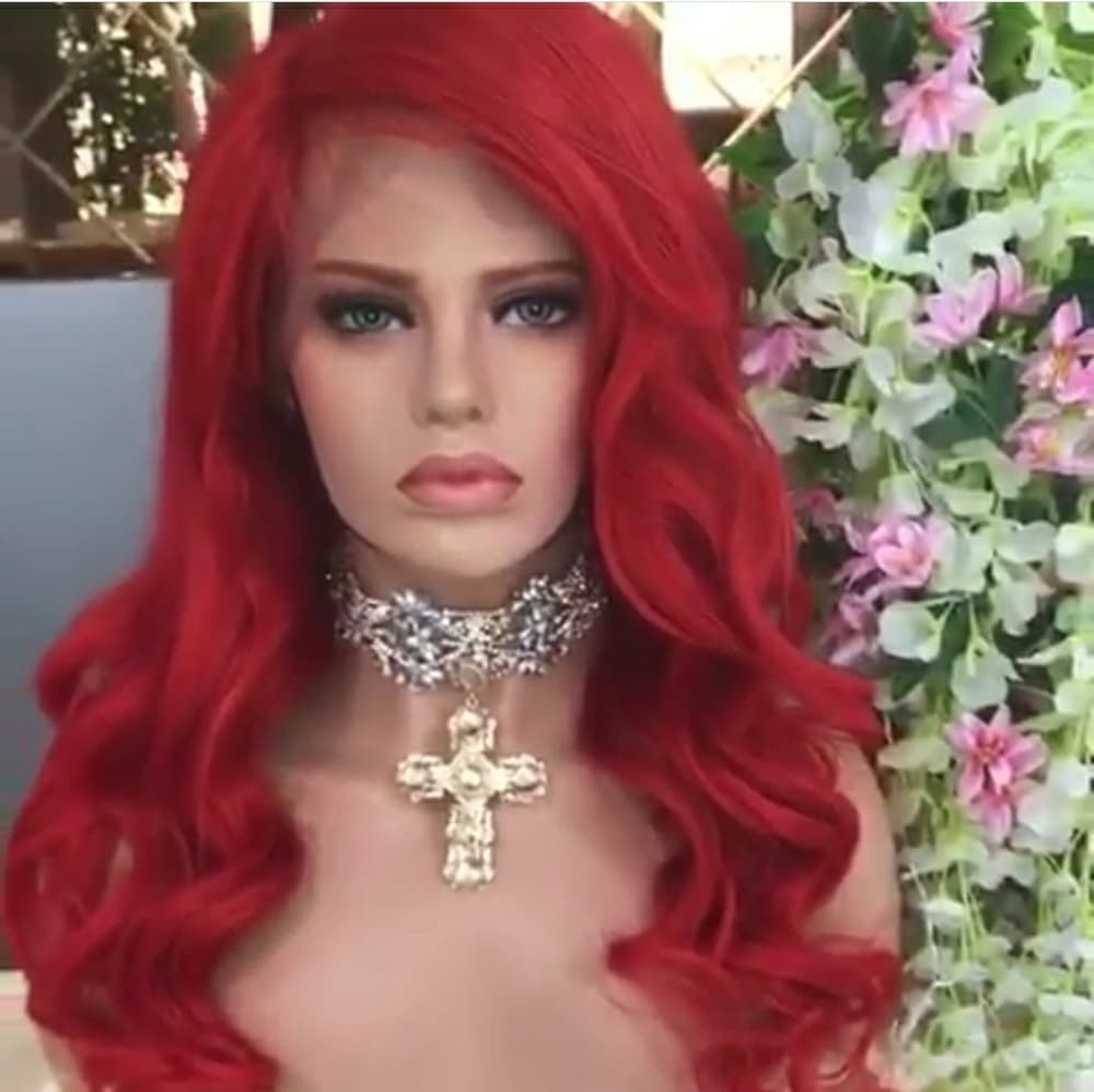 Red Beauty Virgin Human Hair Full Lace Wig - Thumbnail 4