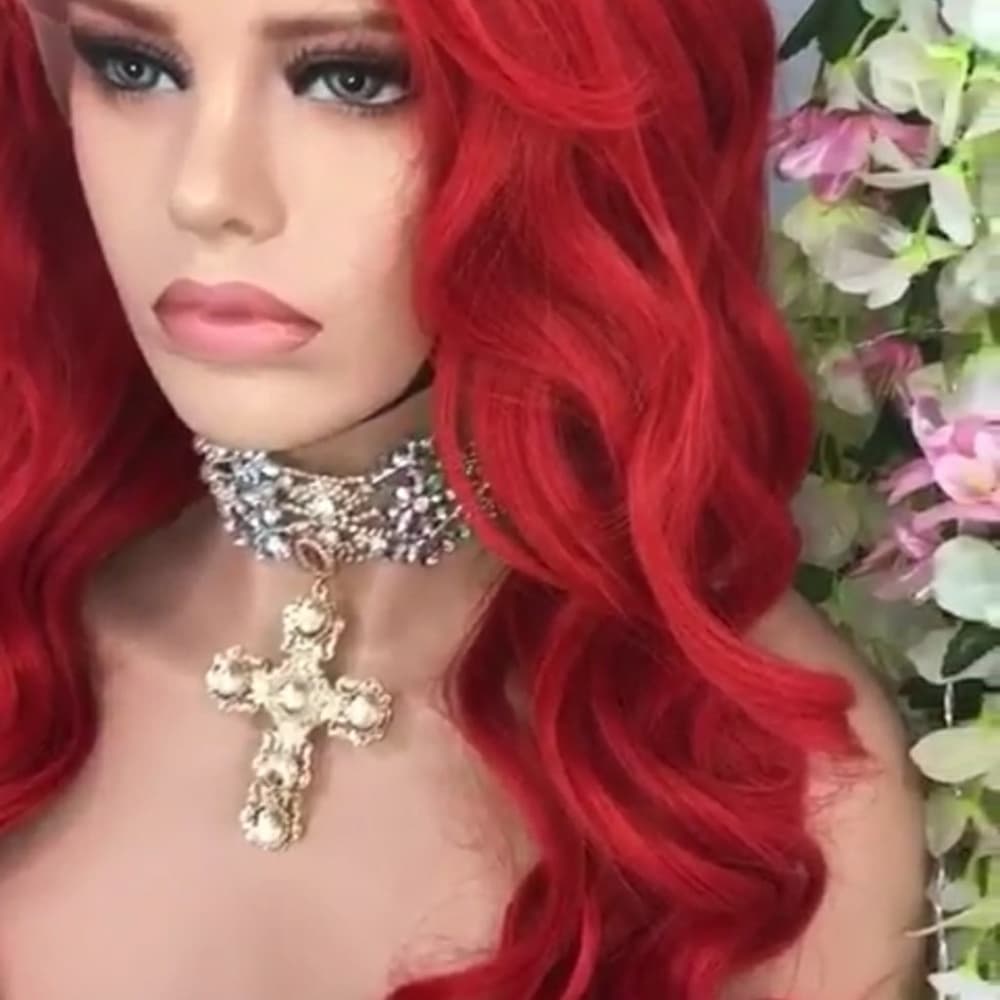 Red Beauty Virgin Human Hair Full Lace Wig - Thumbnail 6