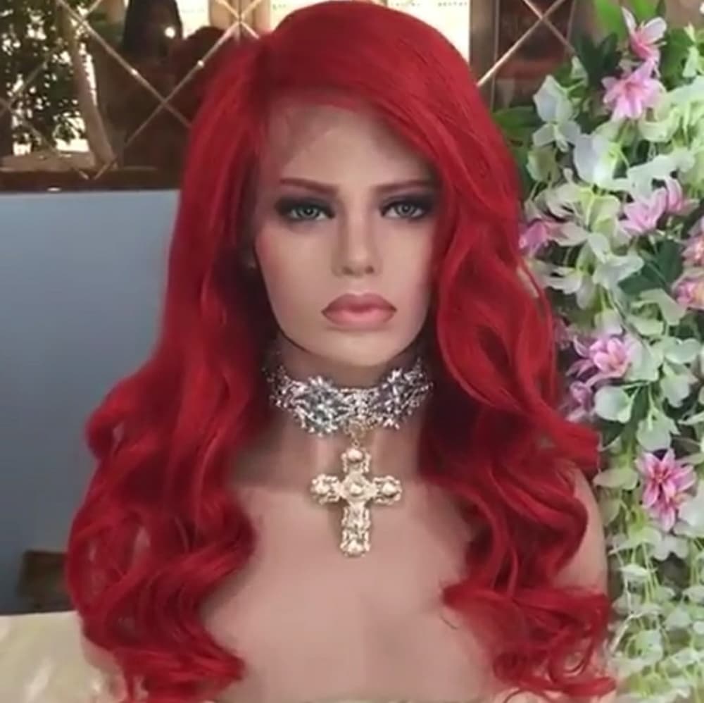 Red Beauty Virgin Human Hair Full Lace Wig - Thumbnail 8