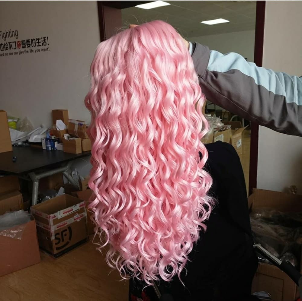 Pink Beauty Human Blend Lacefront Wig 24-28 inches - Thumbnail 3