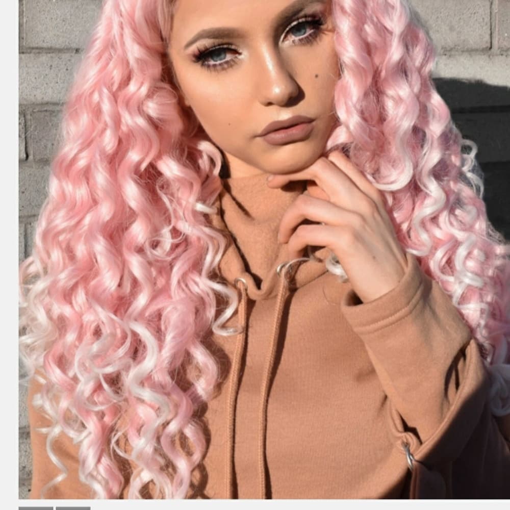 Pink Beauty Human Blend Lacefront Wig 24-28 inches - Thumbnail 2