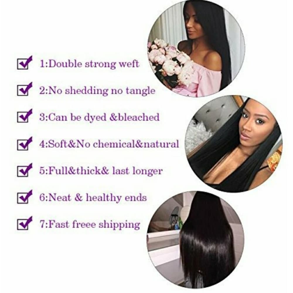 3 Bundles Virgin Brazilian Straight 10 12 14 - Thumbnail 4
