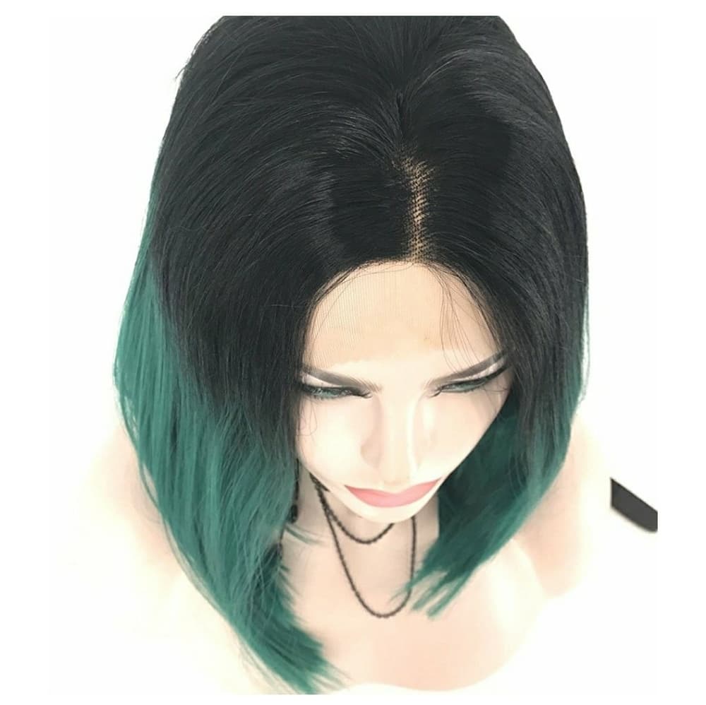 Ombre Black Green LaceFront Wig - Thumbnail 2