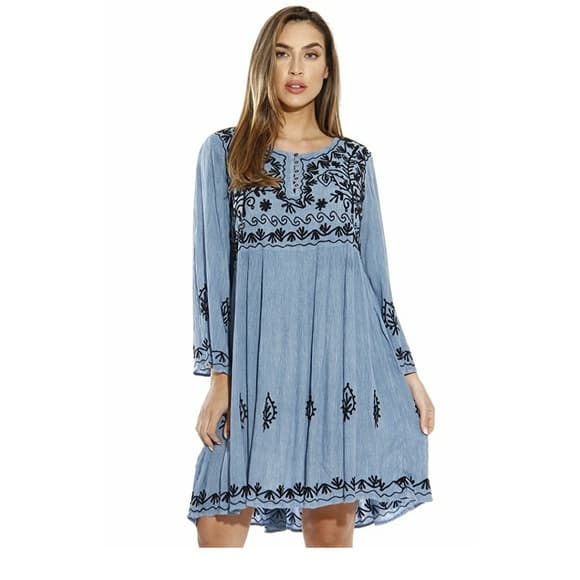 Light Denim Tunic Dress - Thumbnail 4