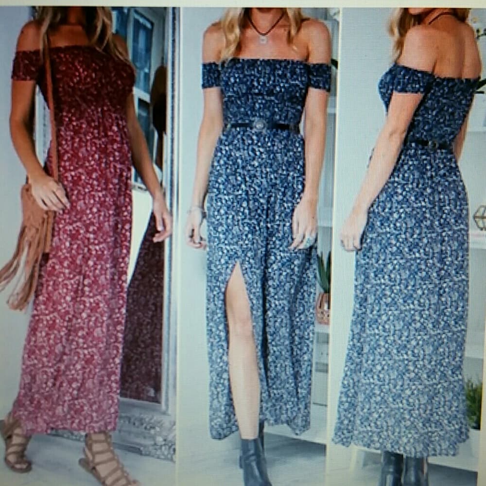 Beautiful Boho Off Shoulder Long Maxi Dress!! - Thumbnail 2