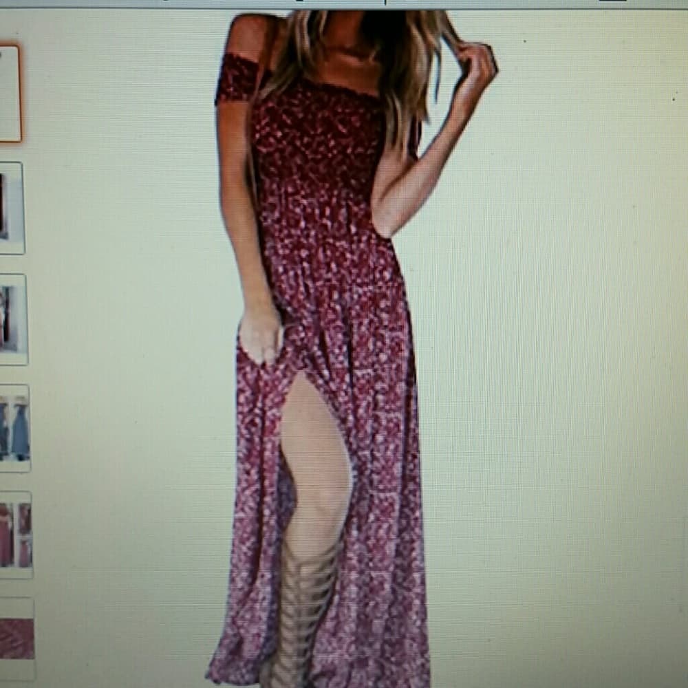 Beautiful Boho Off Shoulder Long Maxi Dress!!