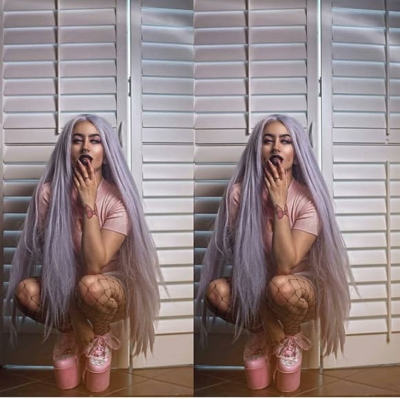 Pastel Purple Gray Long Wig 28-32 inches!! - Thumbnail 7