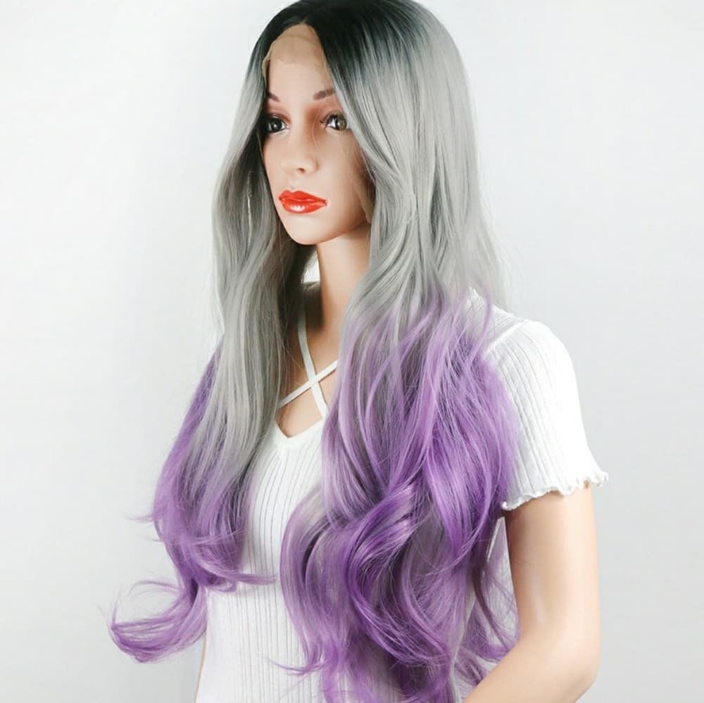Gray Purple Ombre LaceFront Wig 24-28 inches!! - Thumbnail 4