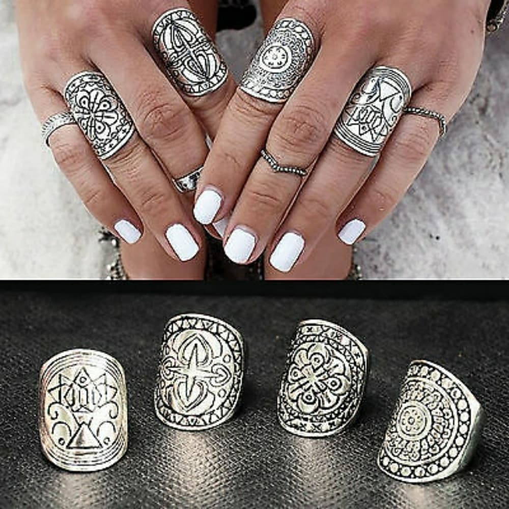 Exotic Boho Beauty Gypsy Carved 4pc Rings!! - Thumbnail 8