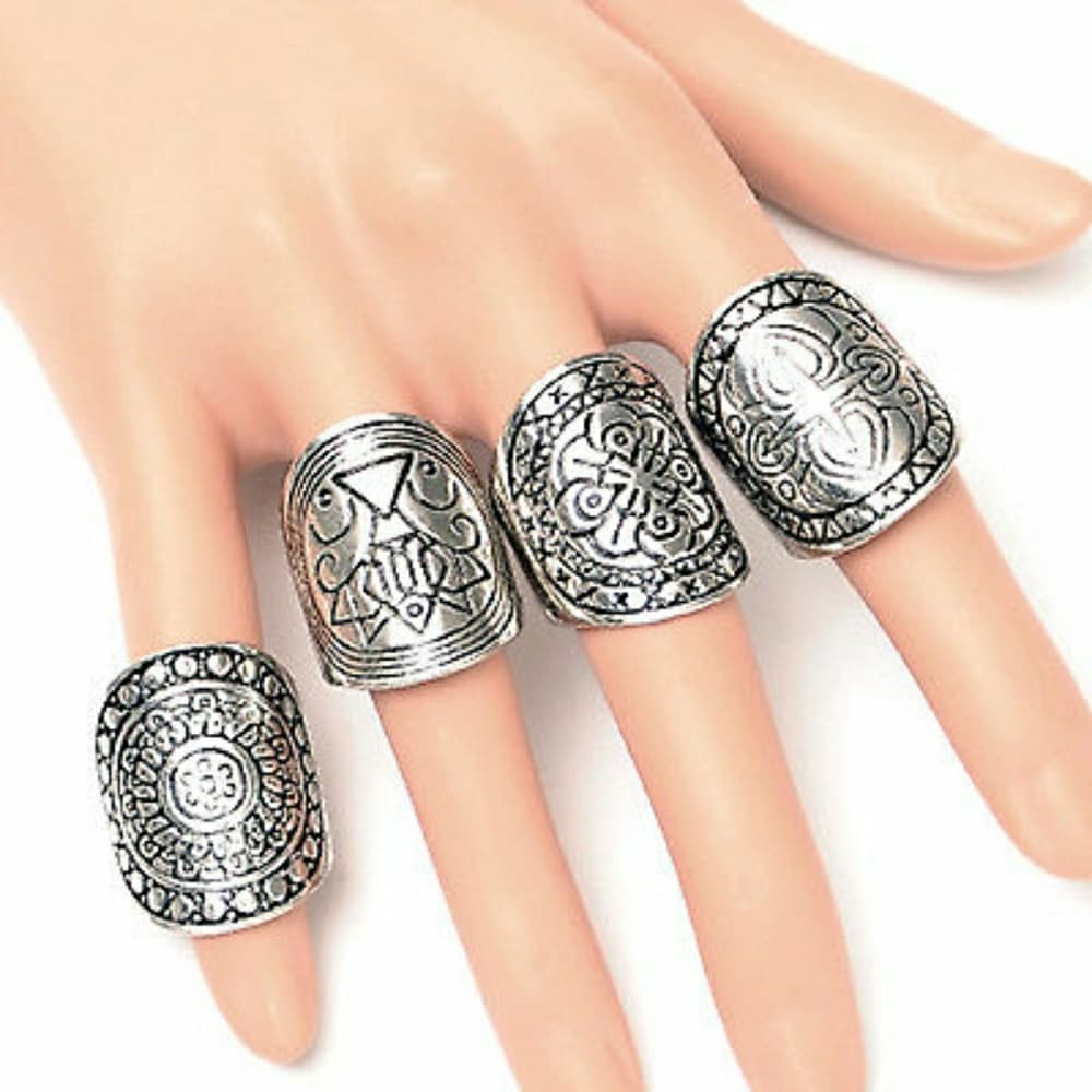 Exotic Boho Beauty Gypsy Carved 4pc Rings!! - Thumbnail 6