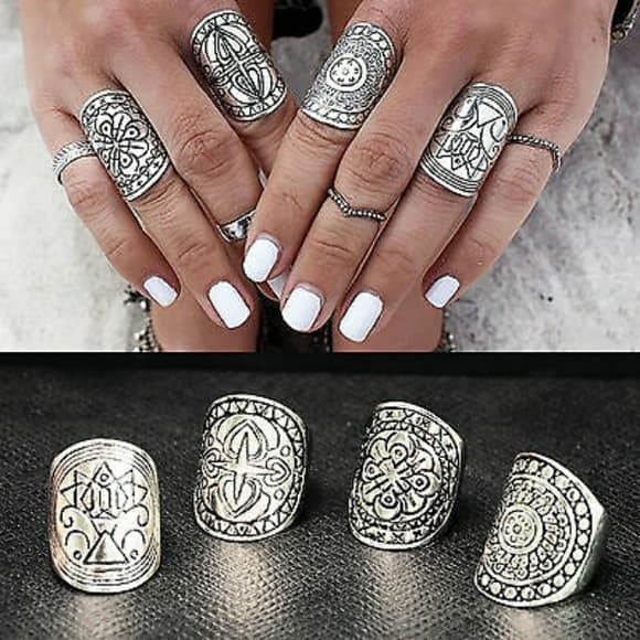 Exotic Boho Beauty Gypsy Carved 4pc Rings!! - Thumbnail 9